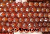 LSBS363 15 inches 14mm faceted round red agate gemstone beads wholesale