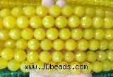LSBS364 15 inches 14mm faceted round yellow agate gemstone beads wholesale
