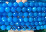LSBS366 15 inches 14mm faceted round blue agate gemstone beads wholesale