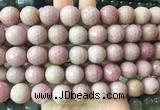 LSBS369 15 inches 16mm faceted round pink wooden jasper beads wholesale