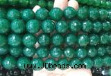 LSBS373 15 inches 16mm faceted round green agate gemstone beads wholesale