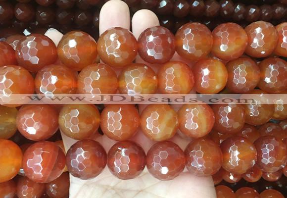 LSBS376 15 inches 18mm faceted round red agate gemstone beads wholesale
