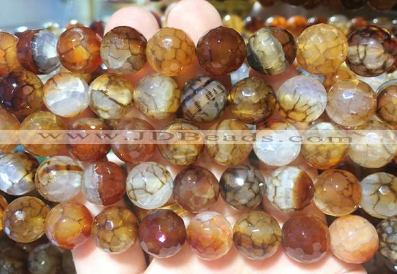 LSBS393 15 inches 14mm faceted round dragon veins agate gemstone beads wholesale