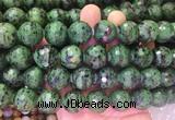 LSBS411 15 inches 18mm faceted round ruby zoisite gemstone beads wholesale