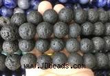 LSBS50 15 inches 16mm round black lava gemstone beads wholesale