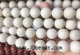 LSBS62 15 inches 16mm round white fossil jasper gemstone beads wholesale