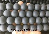 LSBS700 15 inches 18mm round matte black agate gemstone beads wholesale