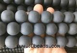 LSBS701 15 inches 20mm round matte black agate gemstone beads wholesale