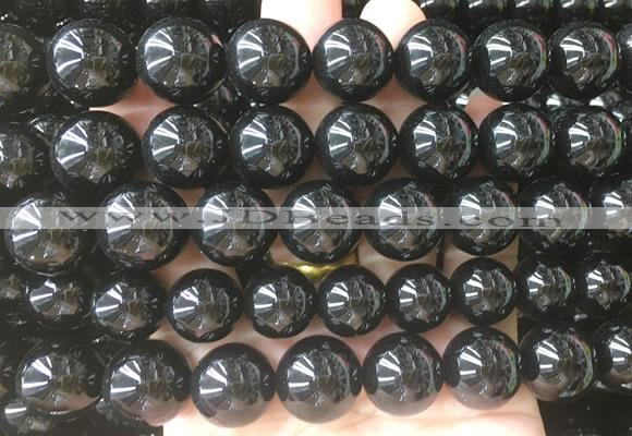 LSBS707 15 inches 16mm round black agate gemstone beads wholesale