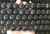 LSBS710 15 inches 14mm round banded black agate gemstone beads wholesale