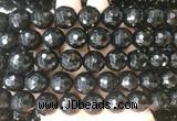 LSBS715 15 inches 16mm faceted round black agate gemstone beads wholesale