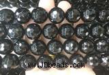LSBS716 15 inches 18mm faceted round black agate gemstone beads wholesale