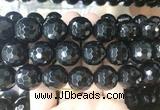 LSBS717 15 inches 20mm faceted round black agate gemstone beads wholesale