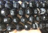 LSBS721 15 inches 20mm faceted round banded black agate gemstone beads wholesale