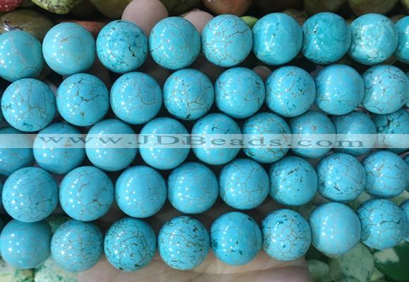 LSBS750 15 inches 16mm round howlite turquoise gemstone beads wholesale