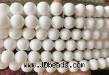 LSBS880 15 inches 14mm round white porcelain gemstone beads wholesale