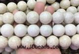 LSBS883 15 inches 20mm round white fossil jasper gemstone beads wholesale