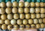 LSBS915 15 inches 16mm round yellow wooden jasper gemstone beads wholesale