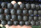 LSBS930 15 inches 18mm round black lava gemstone beads wholesale
