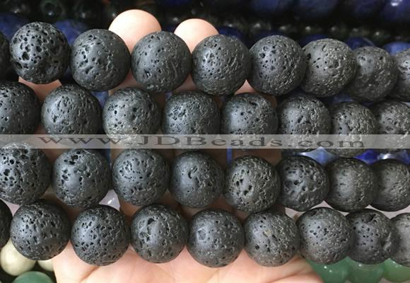 LSBS930 15 inches 18mm round black lava gemstone beads wholesale