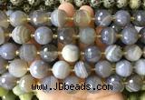 LSBS943 15 inches 16mm faceted round Banded agate gemstone beads wholesale