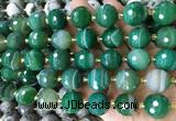 LSBS945 15 inches 16mm faceted round Banded agate gemstone beads wholesale
