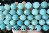 LSBS947 15 inches 16mm faceted round Amazonite gemstone beads wholesale