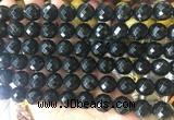 LSBS953 15 inches 14mm faceted round black agate gemstone beads wholesale