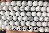 LSBS960 15 inches 14mm faceted round white howlite gemstone beads wholesale