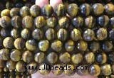 LSBS967 15 inches 14mm faceted round yellow tiger eye gemstone beads wholesale