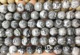 LSBS969 15 inches 14mm faceted round grey picture jasper gemstone beads wholesale