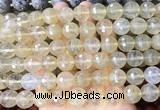 LSBS973 15 inches 14mm faceted round yellow cherry quartz gemstone beads wholesale