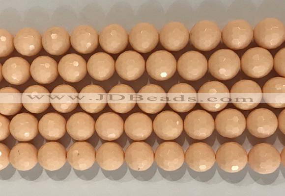 LSBS975 15 inches 14mm faceted round synthetic turquoise gemstone beads wholesale