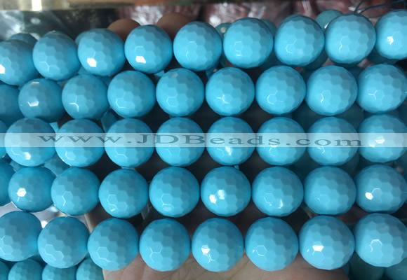 LSBS978 15 inches 16mm faceted round synthetic turquoise gemstone beads wholesale