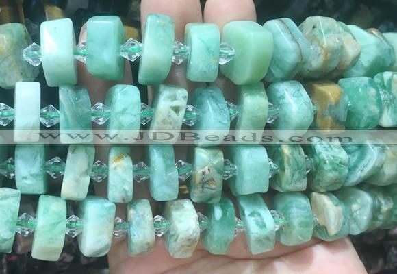 NGBS218 15 inches 10*14mm - 12*16mm faceted nuggets green kyanite beads