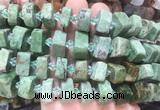 NGBS219 15 inches 10*14mm - 12*16mm faceted nuggets green opal beads