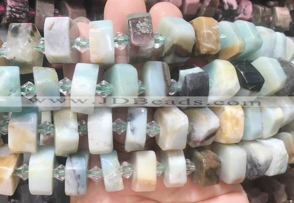 NGBS223 15 inches 10*14mm - 12*16mm faceted nuggets colorful amazonite beads