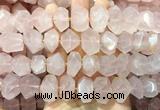 NGBS263 15 inches 13*18mm - 15*20mm faceted nuggets rose quartz gemstone beads