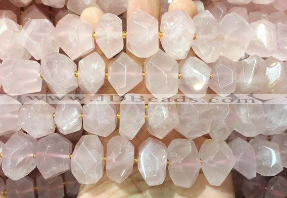 NGBS263 15 inches 13*18mm - 15*20mm faceted nuggets rose quartz gemstone beads