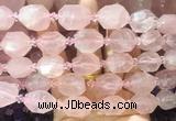 NGBS264 15 inches 13*18mm - 15*20mm faceted nuggets rose quartz gemstone beads