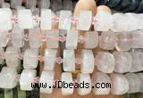 NGBS266 15 inches 10*14mm - 12*16mm faceted nuggets rose quartz gemstone beads