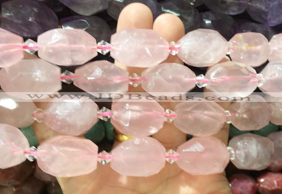 NGBS362 15 inches 13*18mm - 15*20mm faceted nuggets rose quartz beads wholesale