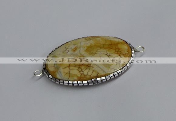 NGC1820 35*50mm oval agate gemstone connectors wholesale