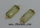 NGC5078 12*30mm - 15*35mm faceted rectangle lemon quartz connectors