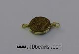 NGC5606 15mm - 16mm coin plated druzy quartz connectors wholesale
