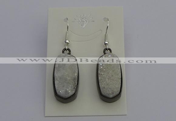 NGE5140 10*22mm - 12*25mm freeform plated druzy quartz earrings
