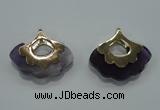 NGP1071 8*25*28mm amethyst gemstone pendants with brass setting