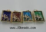NGP1568 9*33*45mm rectangle agate with brass setting pendants