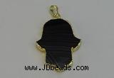 NGP6261 22*40mm - 25*45mm hamsahand agate gemstone pendants