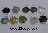 NGP6839 24*25mm hexagon mixed gemstone pendants wholesale